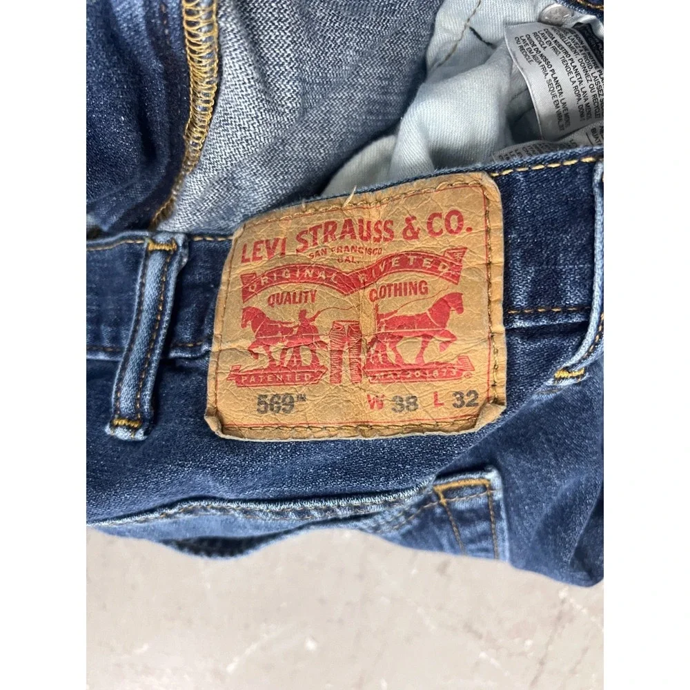 Levi's‎ 569 Baggy Jeans Mens 38x32 Blue Denim Straight Leg Whiskering Streetwear